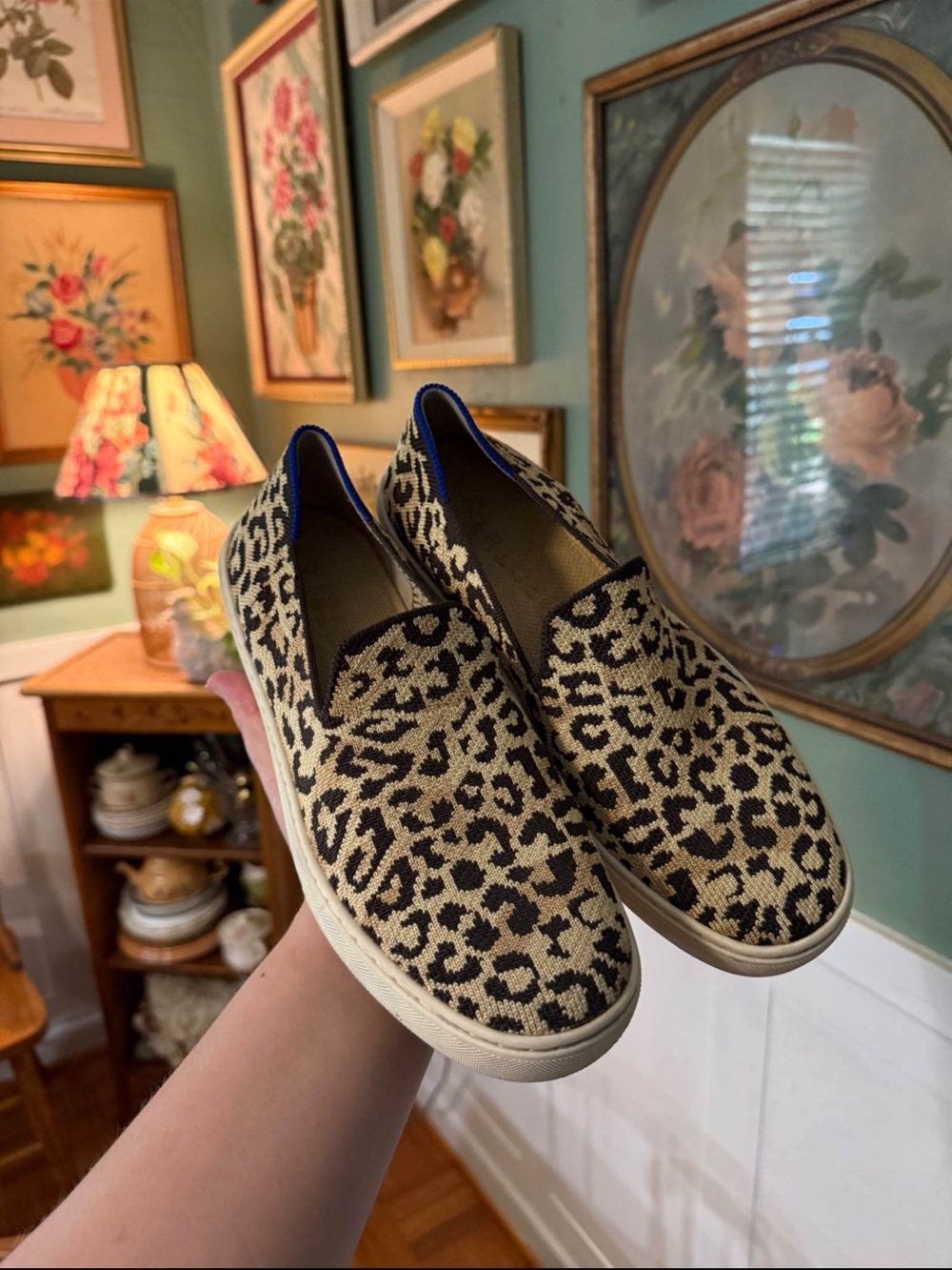 Rothy’s Leopard Print Slip-On Sneakers size 8
